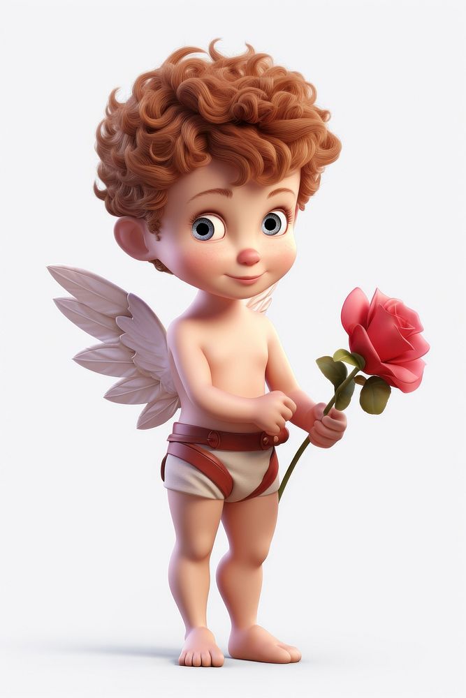 Cupid holding flower cartoon cute doll. AI generated Image by rawpixel.