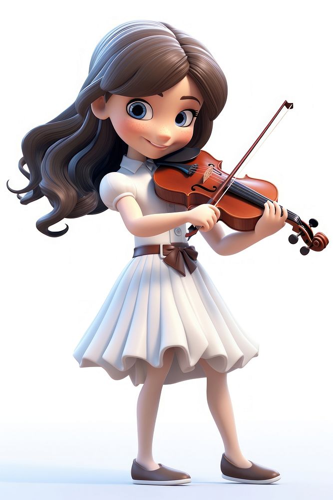 Girl play violin cartoon cute girl. AI generated Image by rawpixel.