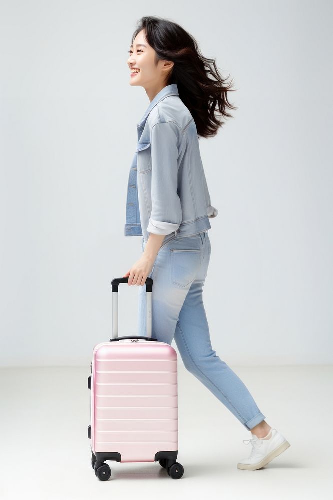Woman walking with luggage. AI generated Image by rawpixel.