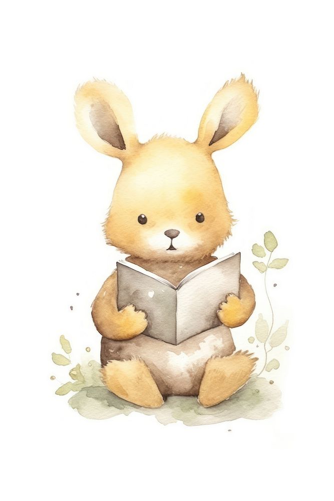 Rabbit reading a book cartoon mammal animal. AI generated Image by rawpixel.