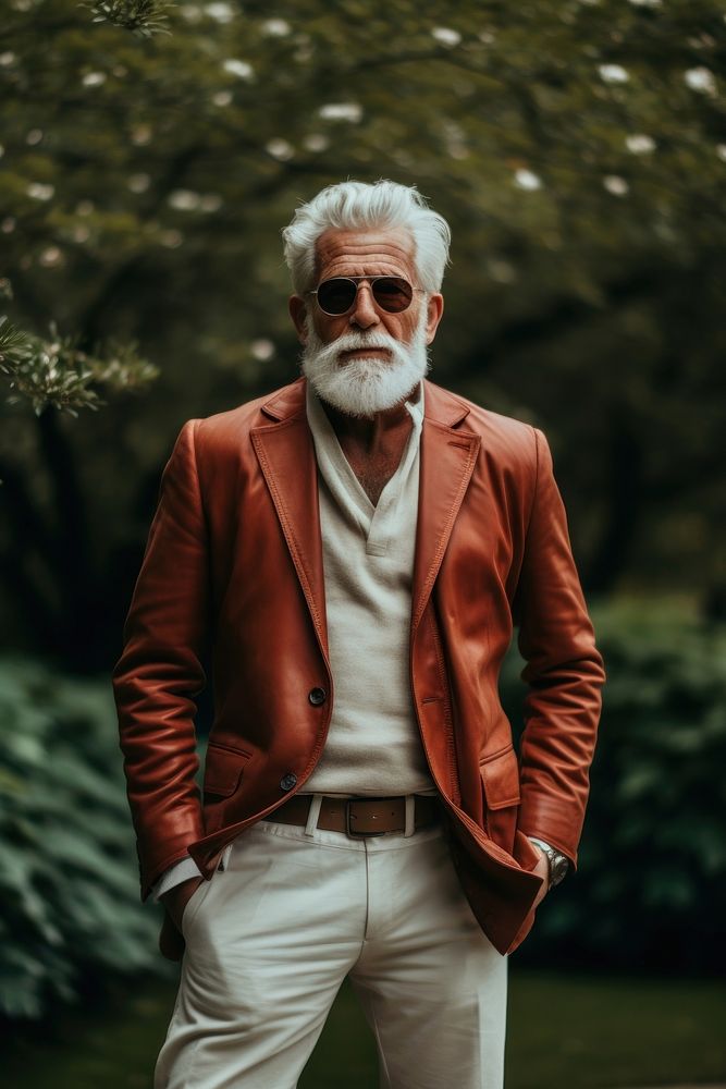 A old man photography portrait outdoors. 