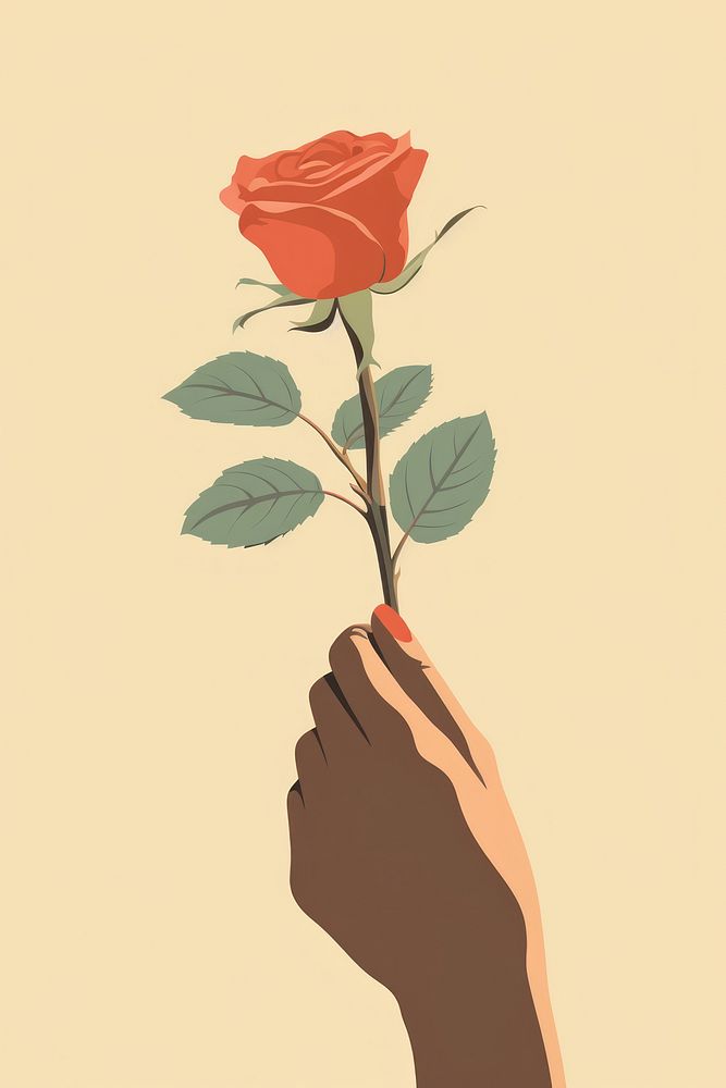 Hand rose holding flower. AI generated Image by rawpixel.