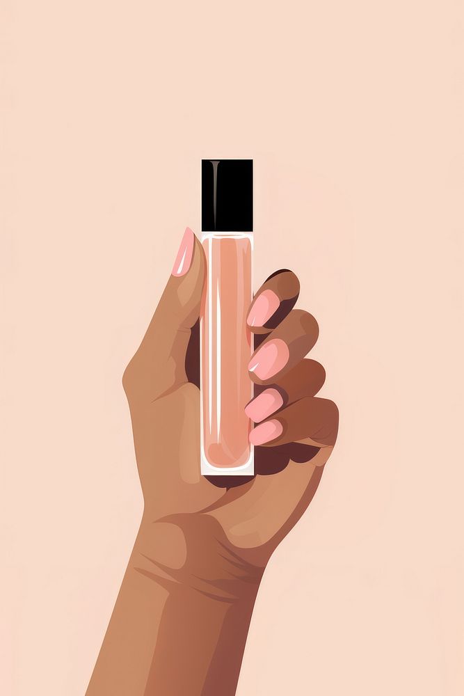 Hand cosmetics bottle lipstick. 