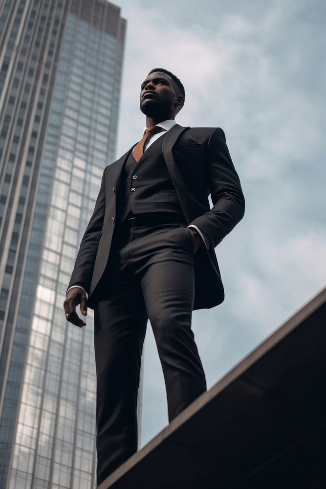A black man outdoors standing fashion. AI generated Image by rawpixel.