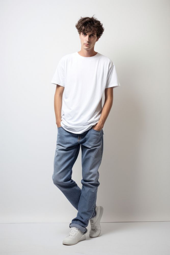 A man t-shirt jeans fashion. AI generated Image by rawpixel.