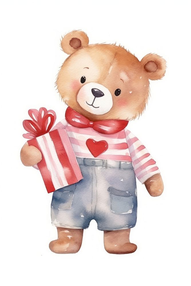 Bear cute toy white background. AI generated Image by rawpixel.