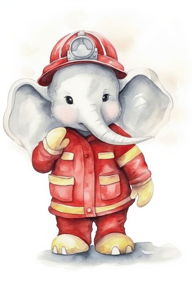 Elephant firefighter helmet cute protection. AI generated Image by rawpixel.