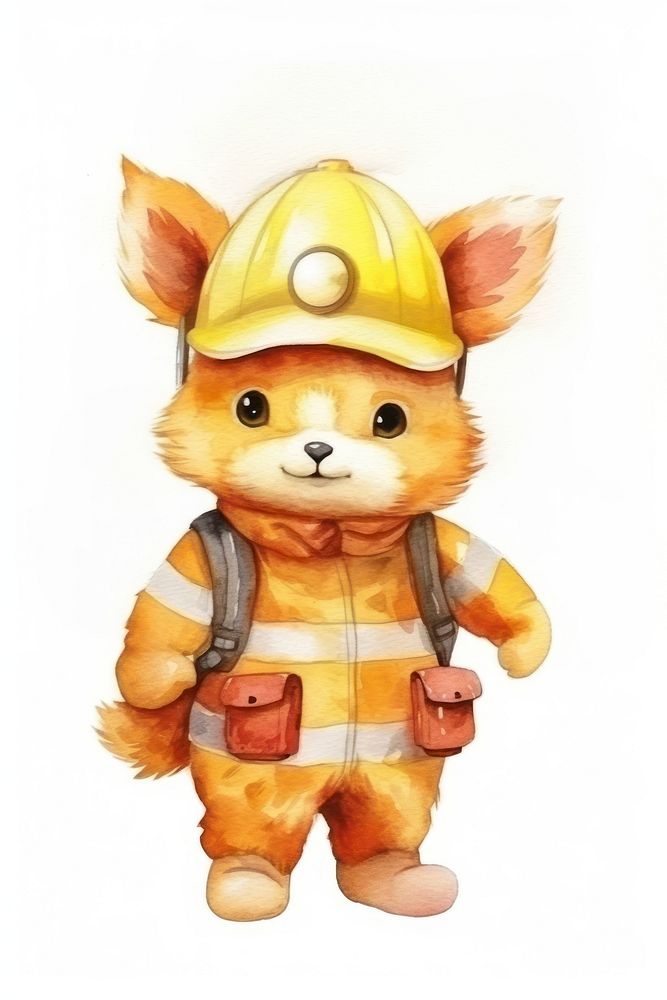 Fox firefighter helmet cute toy. 