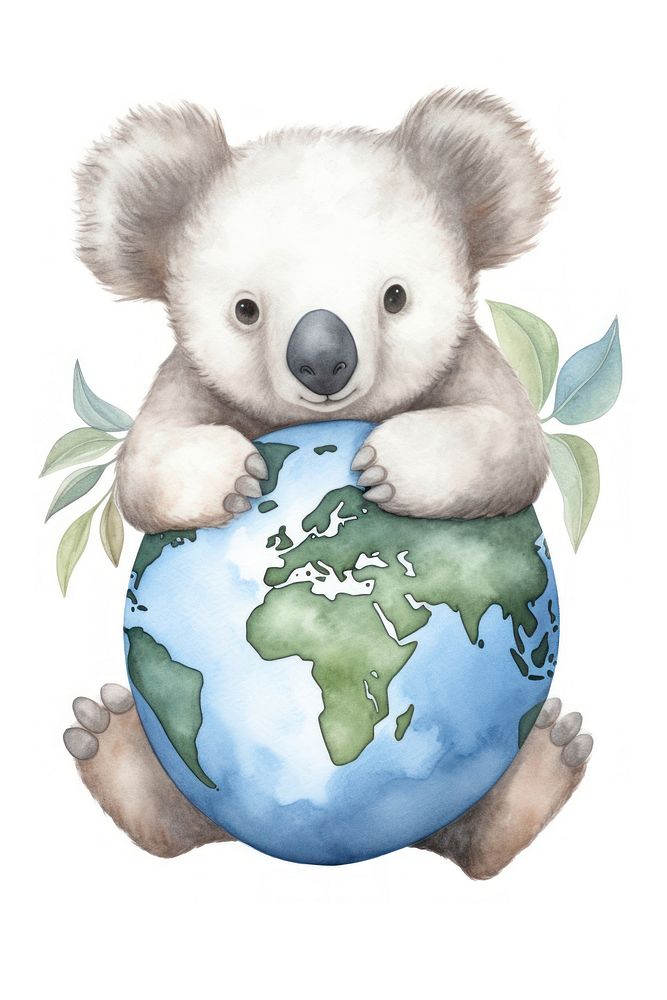 Koala holding earth mammal animal bear. AI generated Image by rawpixel.