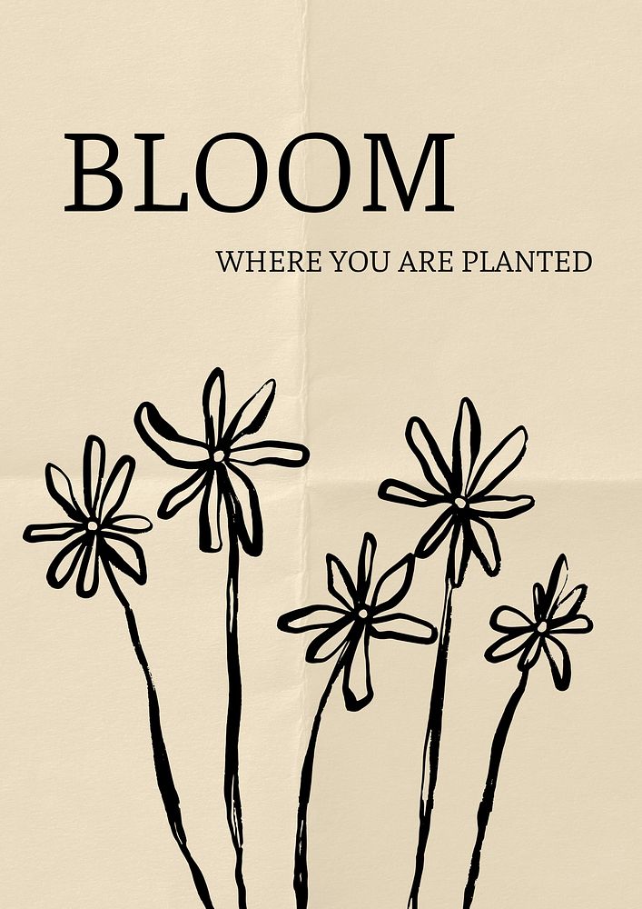 Bloom flower quote poster template | Free Photo - rawpixel