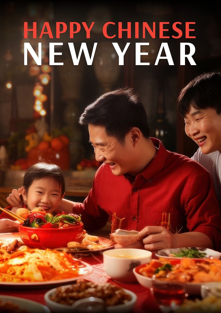 Happy Chinese new year  poster template