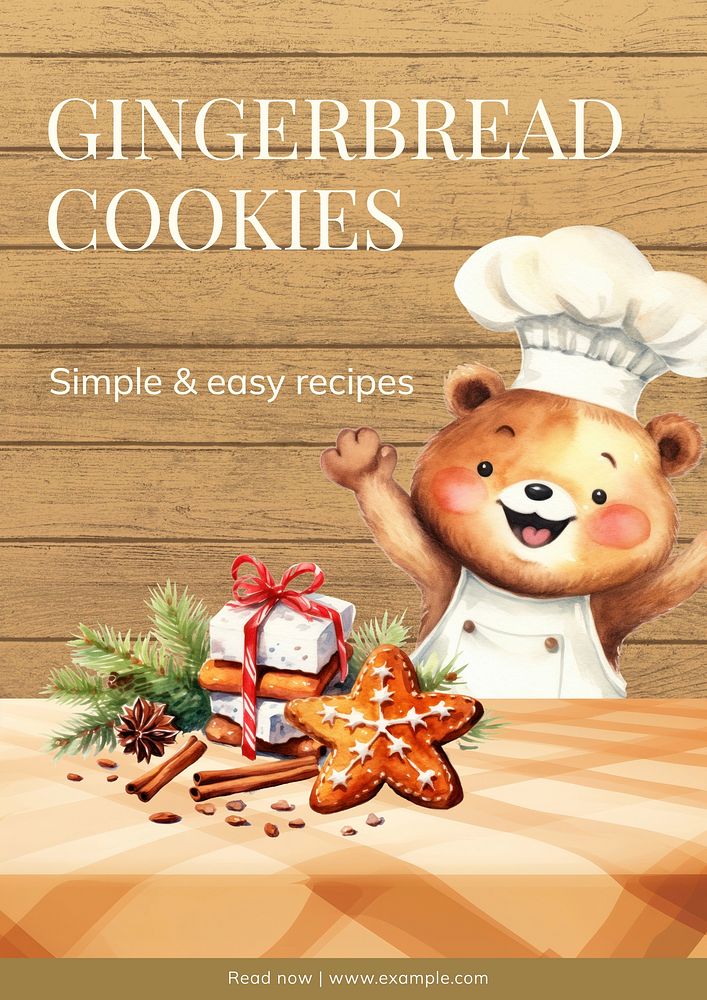 Gingerbread cookie recipe  poster template