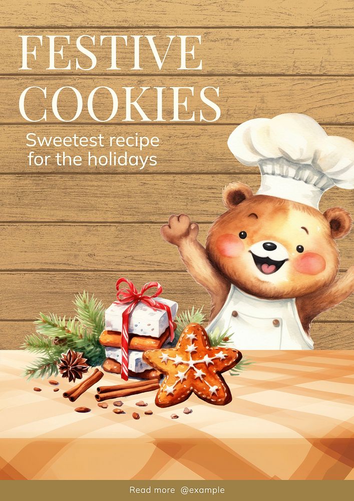 Festive cookie recipe  poster template