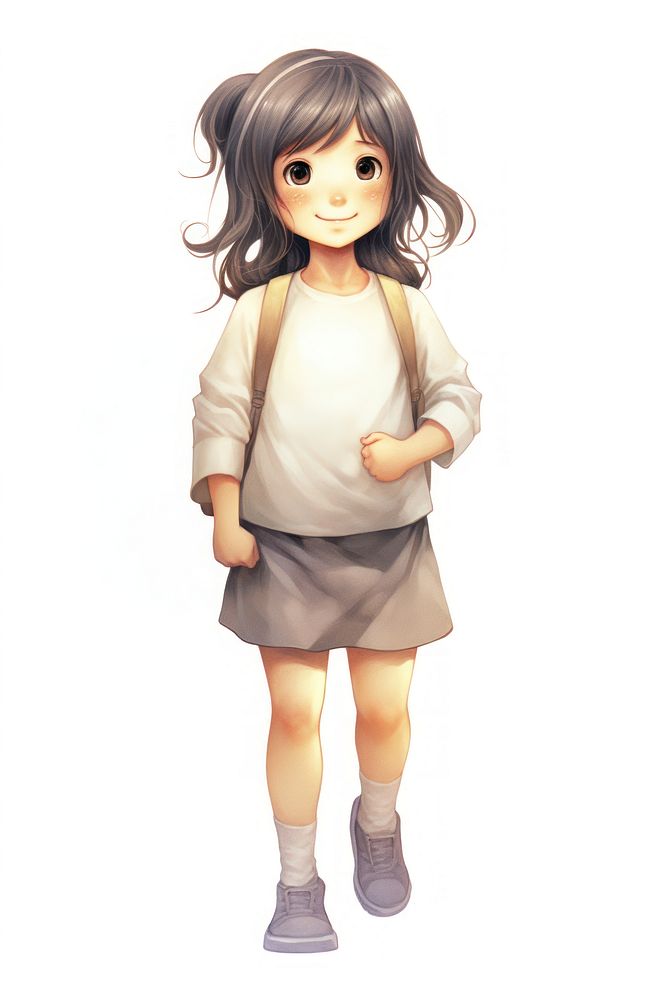 Asian kid girl wearing student child white background hairstyle. AI generated Image by rawpixel.