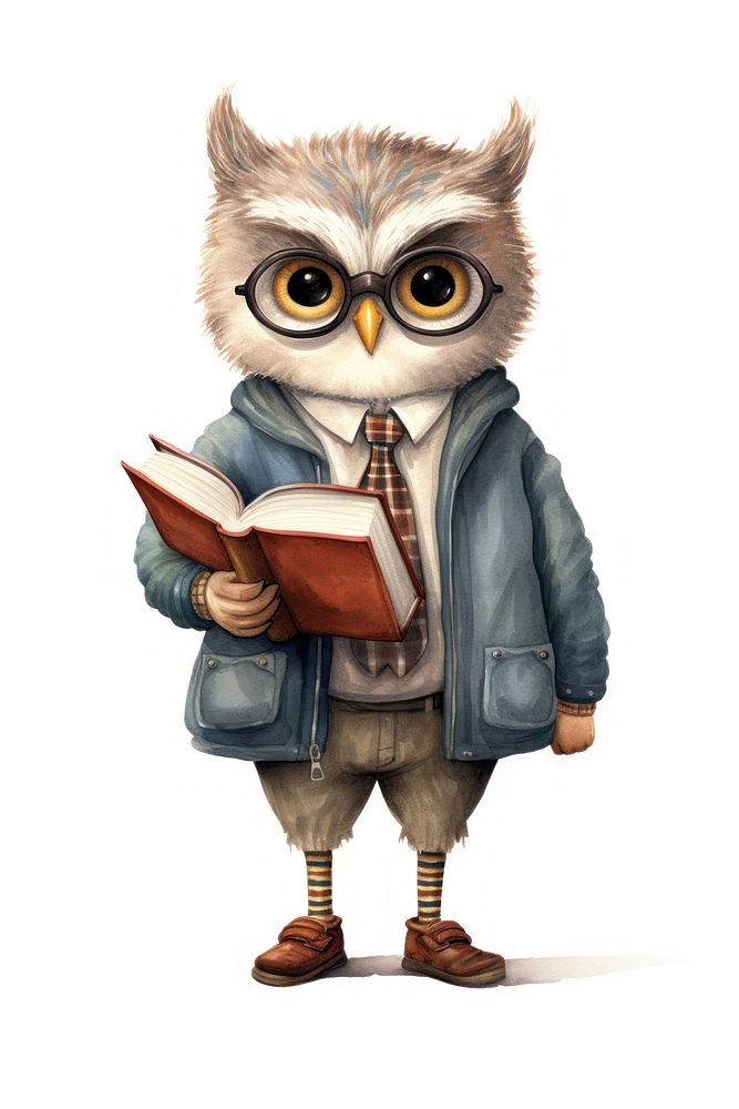 Cutie owl student reading drawing book. AI generated Image by rawpixel.