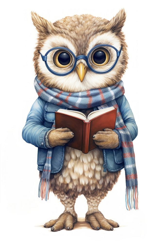 Cutie owl student book publication drawing. AI generated Image by rawpixel.