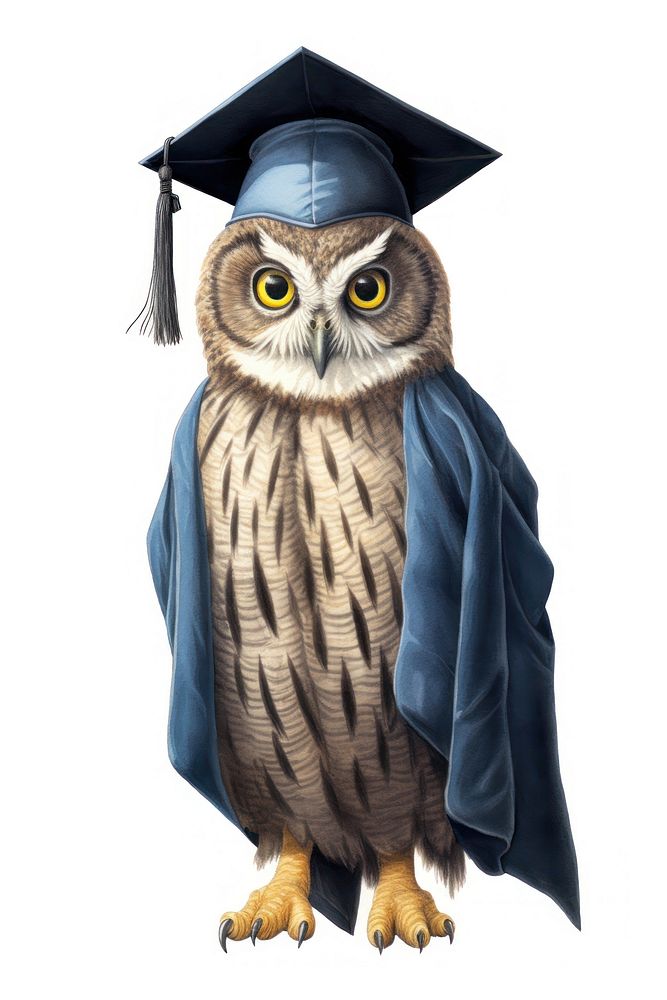 Cutie owl wearing graduation gown drawing animal bird. AI generated Image by rawpixel.