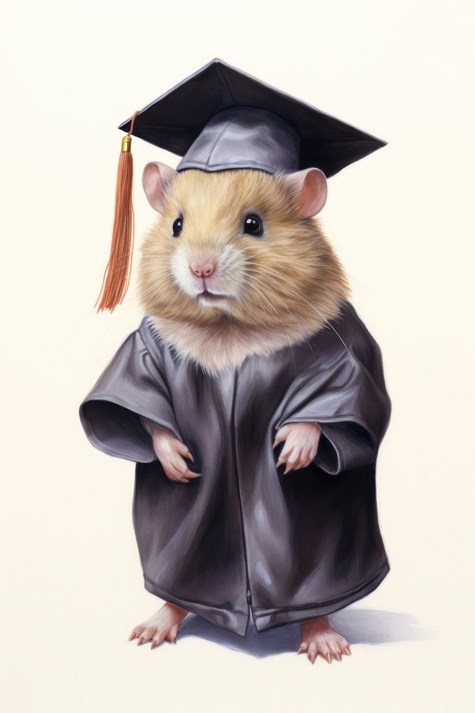 Hamster wearing graduation gown rat animal rodent. AI generated Image by rawpixel.