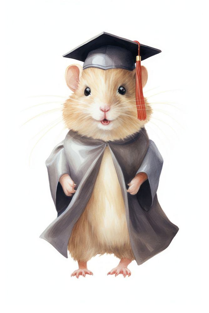 Hamster wearing student rat graduation drawing. AI generated Image by rawpixel.