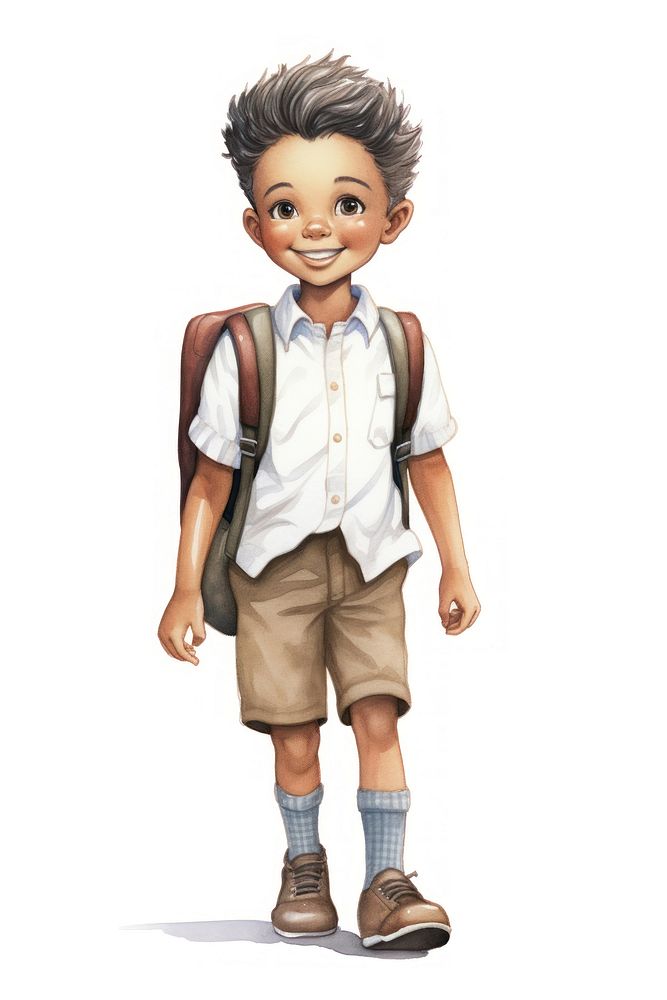 Boy student footwear smiling shorts. AI generated Image by rawpixel.