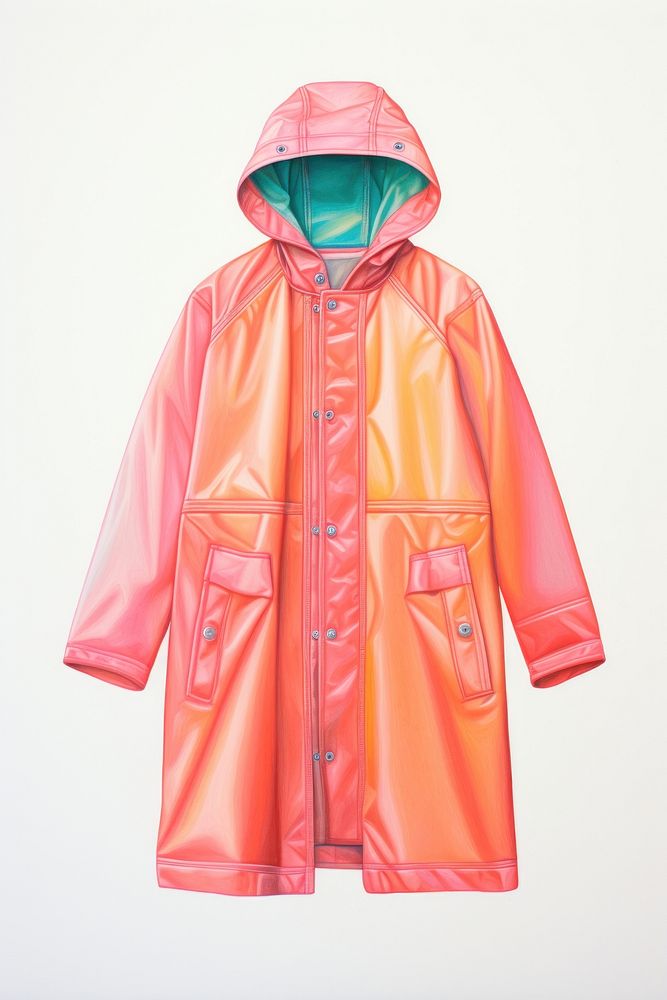 Raincoat overcoat red white background. AI generated Image by rawpixel.