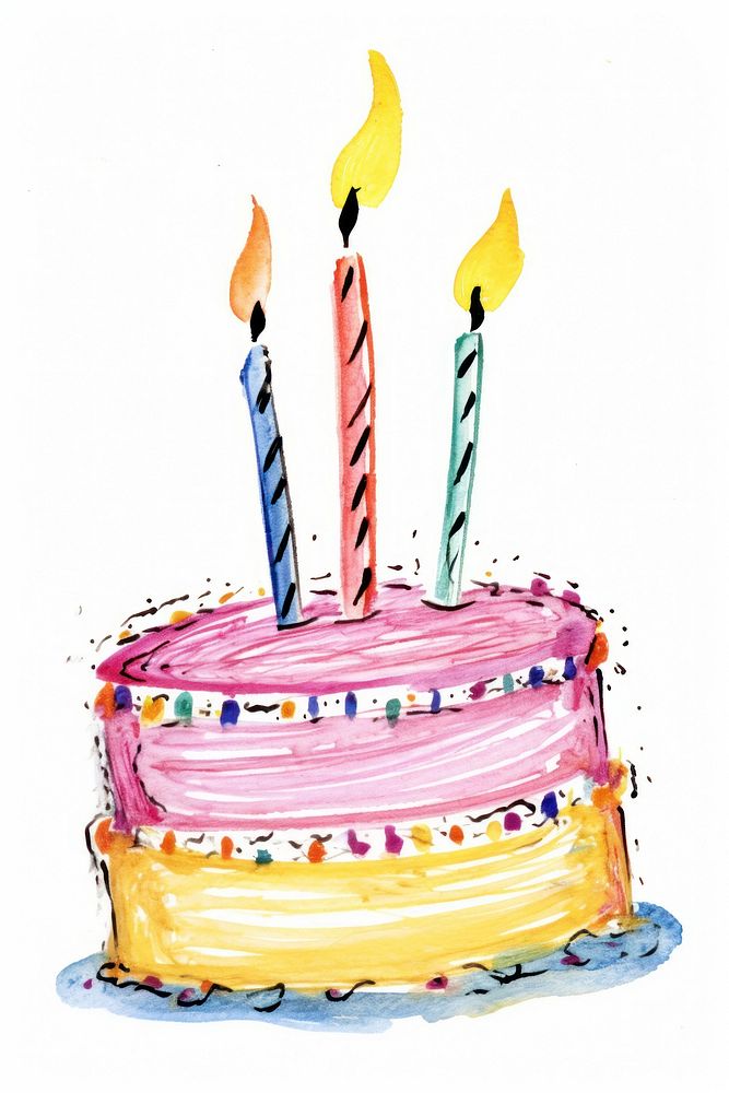 Birthday cake dessert drawing candle. AI generated Image by rawpixel.