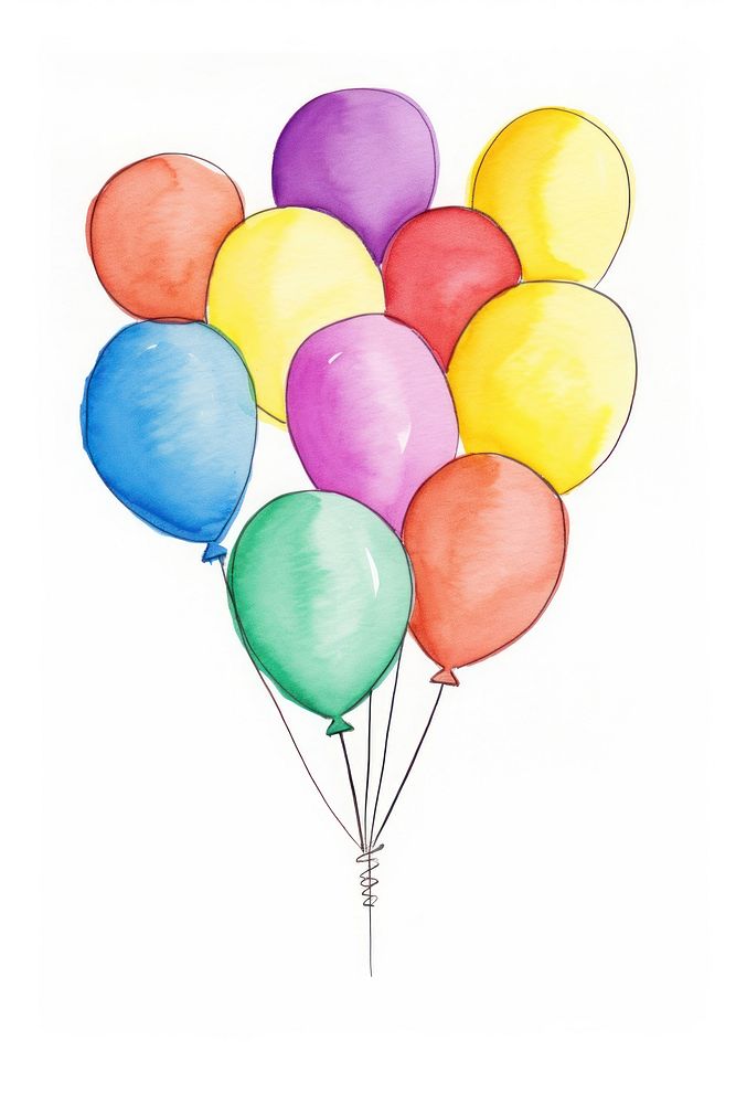 Birthday balloon drawing white background anniversary. AI generated Image by rawpixel.
