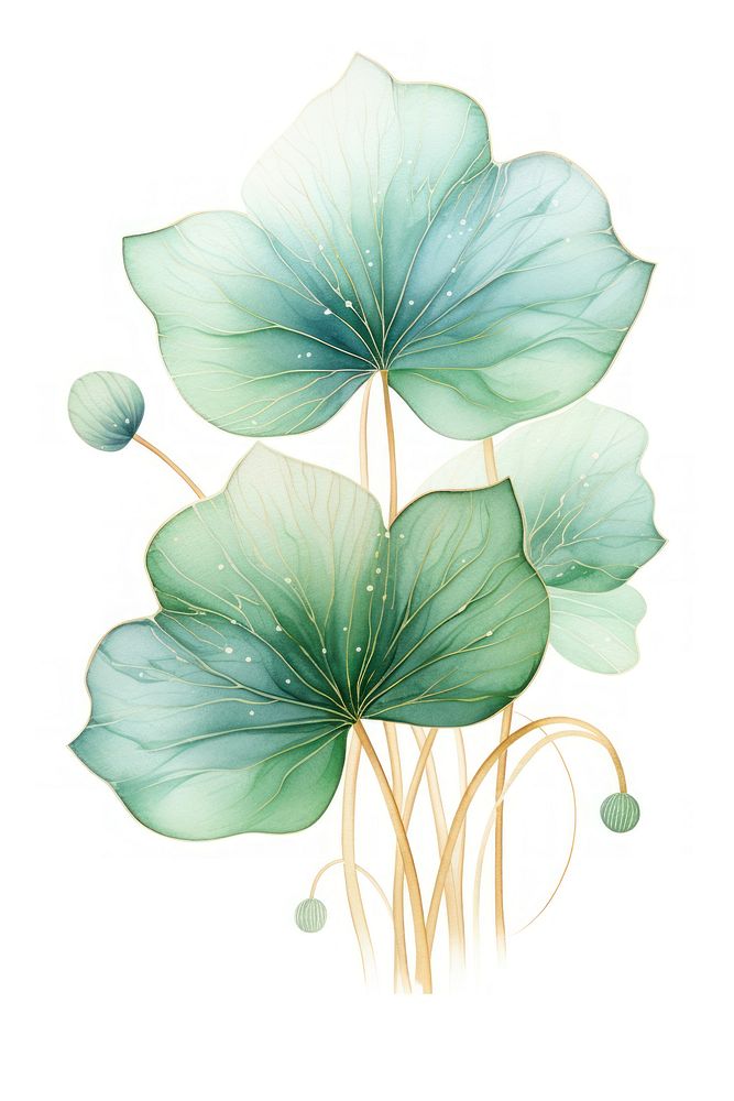 Green lotus leaf drawing sketch plant. AI generated Image by rawpixel.