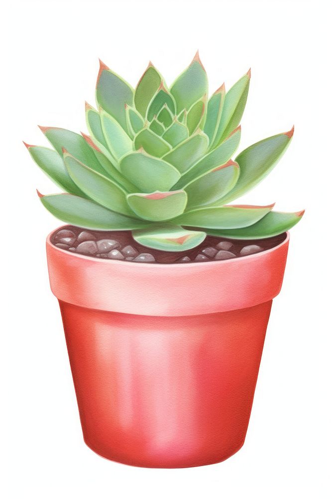 Plant aloe red white background. AI generated Image by rawpixel.