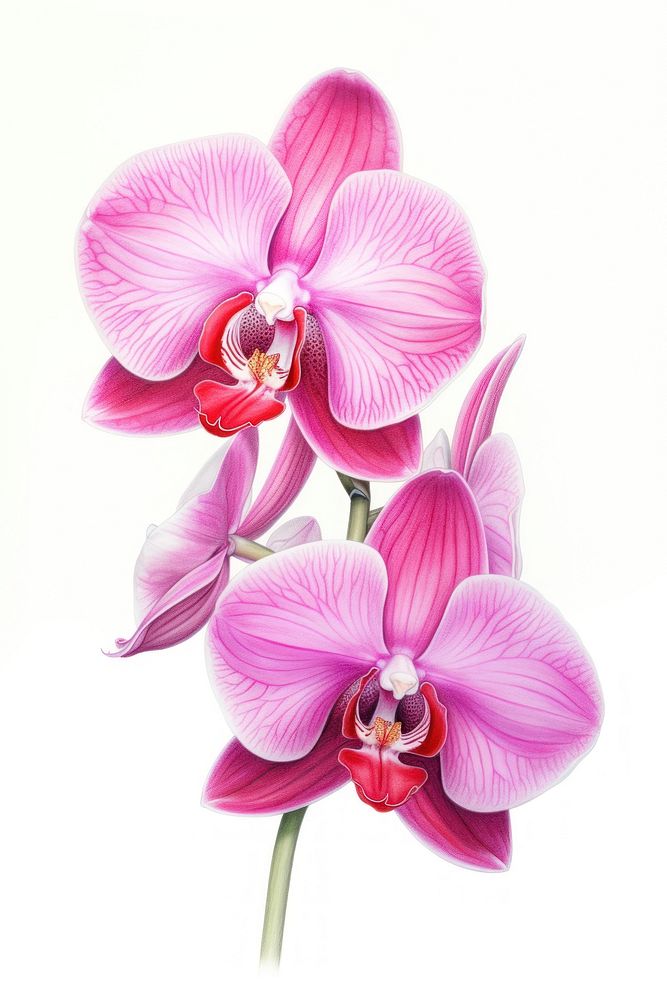 Orchids flower petal plant white background. AI generated Image by rawpixel.