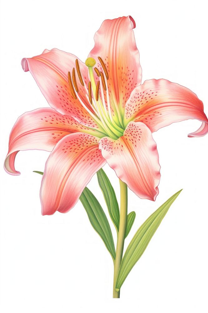 Lily flower petal plant white background. AI generated Image by rawpixel.