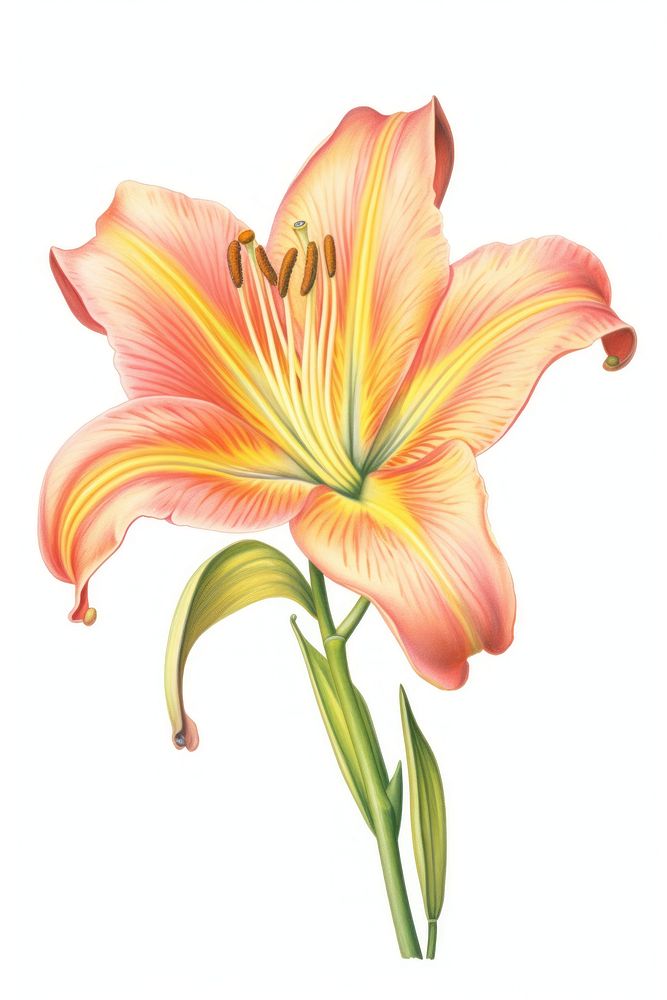 Lily flower drawing petal plant. AI generated Image by rawpixel.