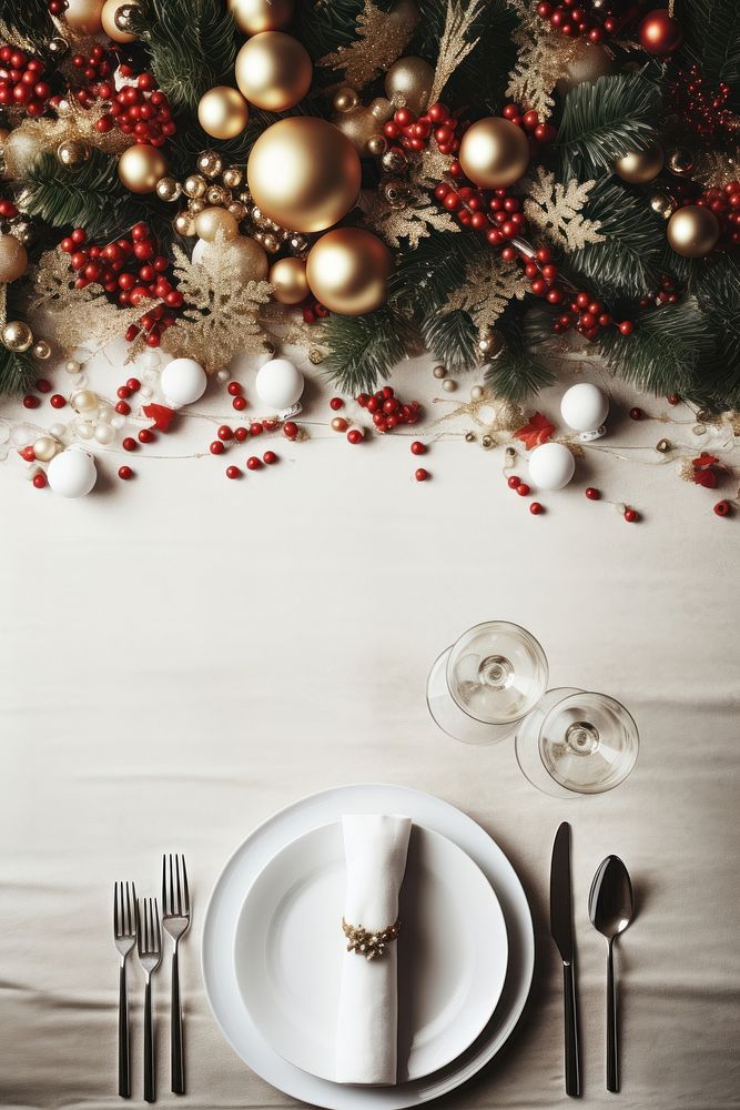 Table christmas decoration plate. AI generated Image by rawpixel.