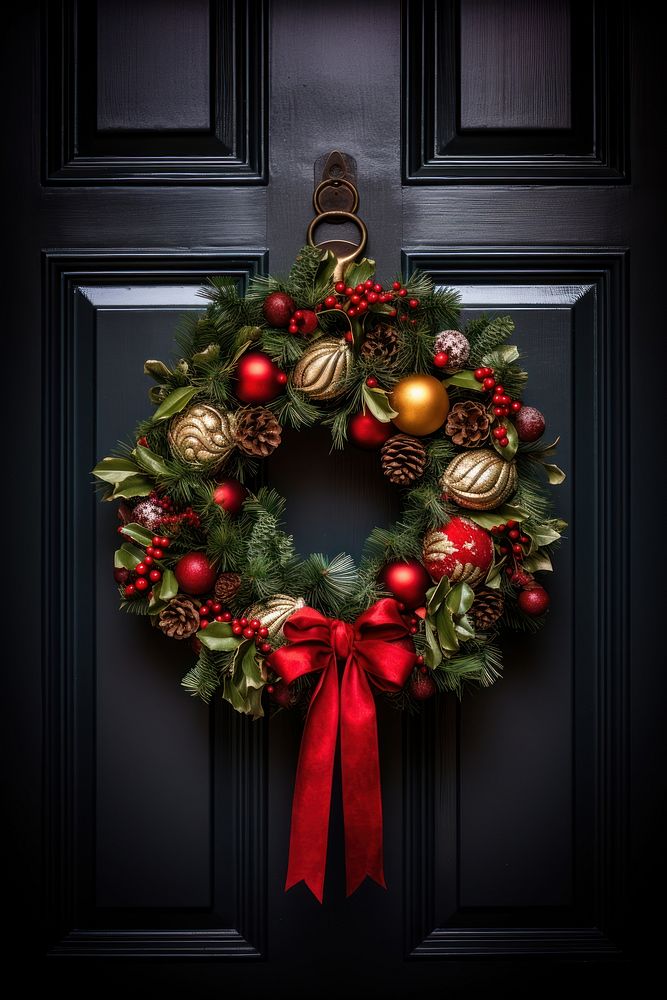 Christmas wreath illuminated celebration decoration. AI generated Image by rawpixel.