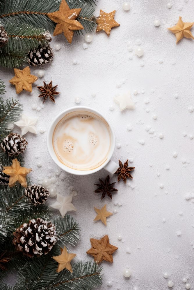 Christmas coffee decoration white. AI generated Image by rawpixel.