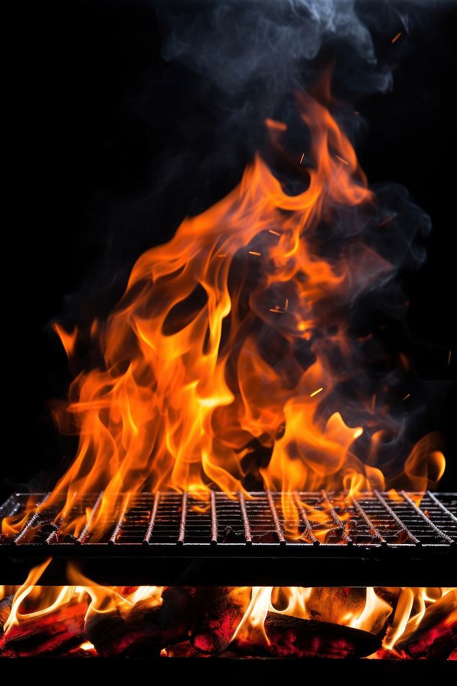 Fire fireplace grilling barbecue. AI generated Image by rawpixel.