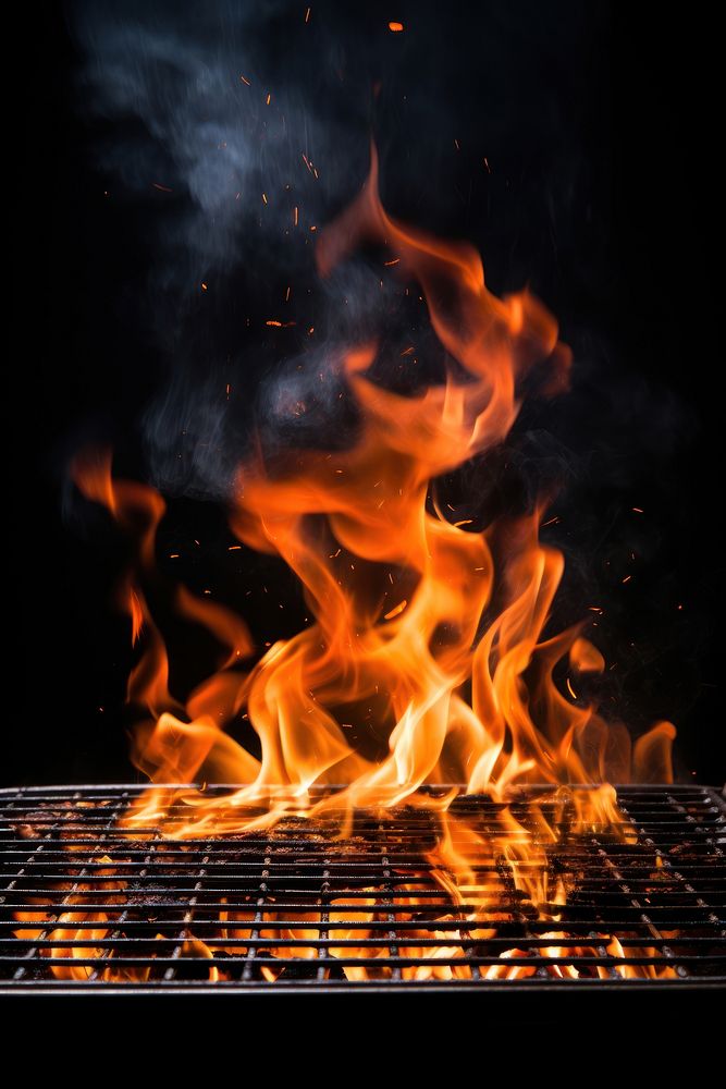 Cooking fire grilling barbecue. AI generated Image by rawpixel.
