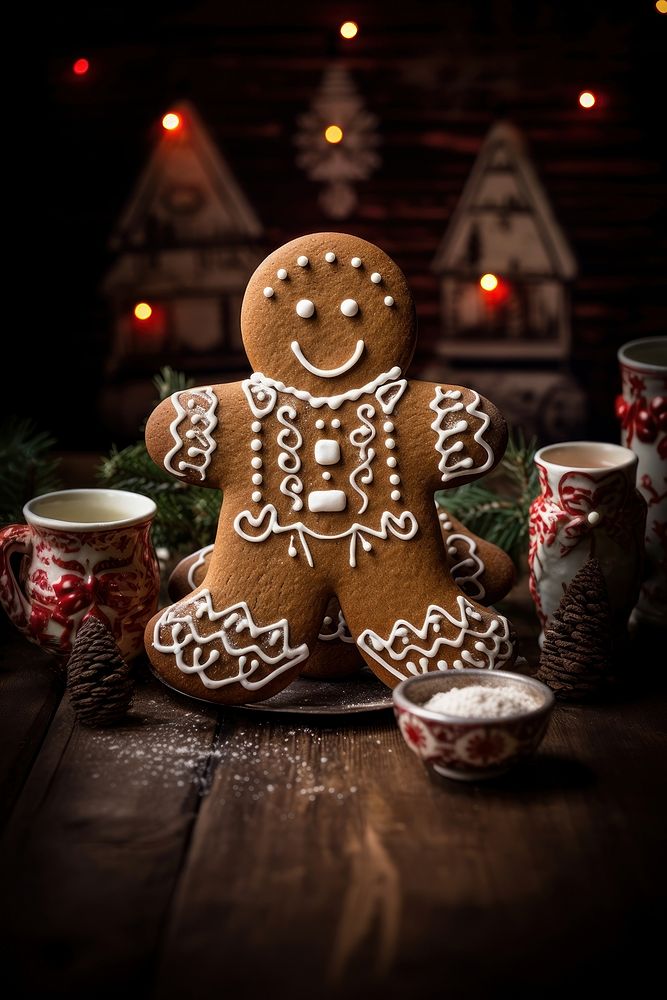 Gingerbread snowman cookie food. AI generated Image by rawpixel.