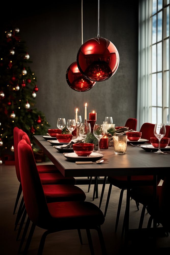 Modern dinning table christmas architecture furniture. AI generated Image by rawpixel.