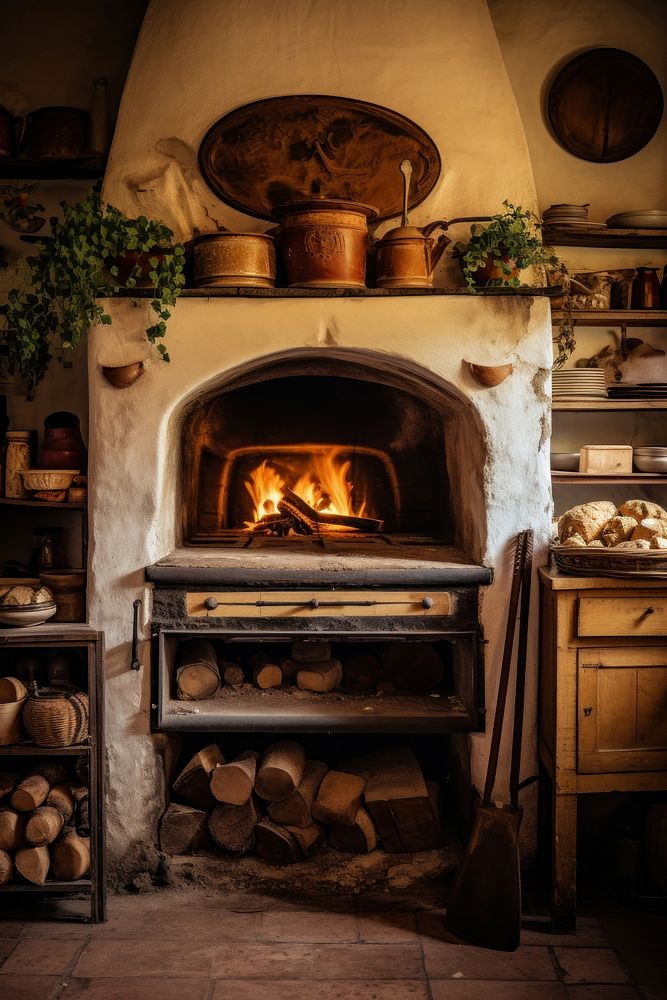 Oven fireplace kitchen hearth. AI generated Image by rawpixel.