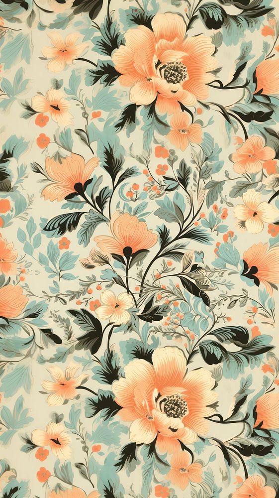 Vintage pattern muted colors flower plant art. AI generated Image by rawpixel.