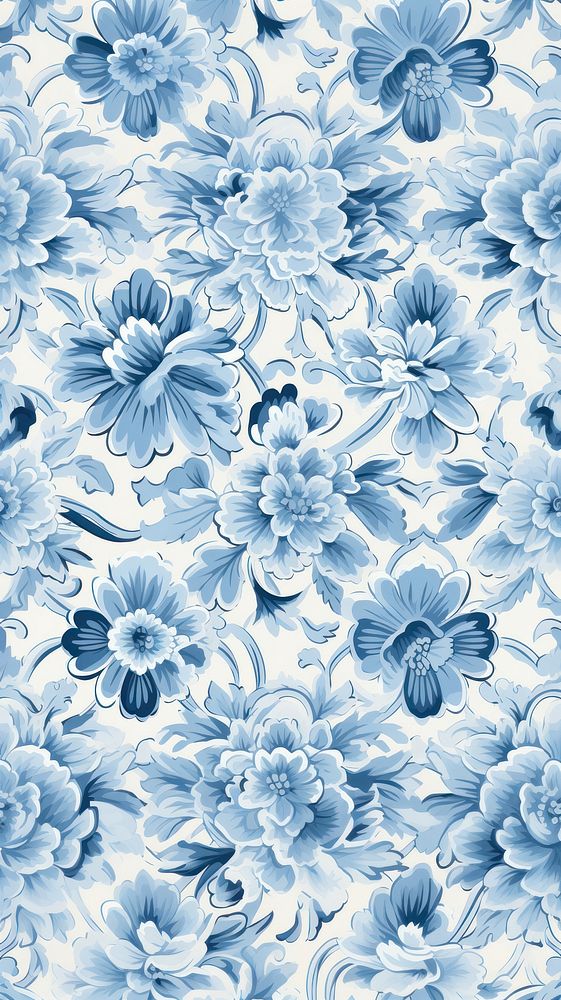 Vintage pattern muted blue flower nature backgrounds. AI generated Image by rawpixel.