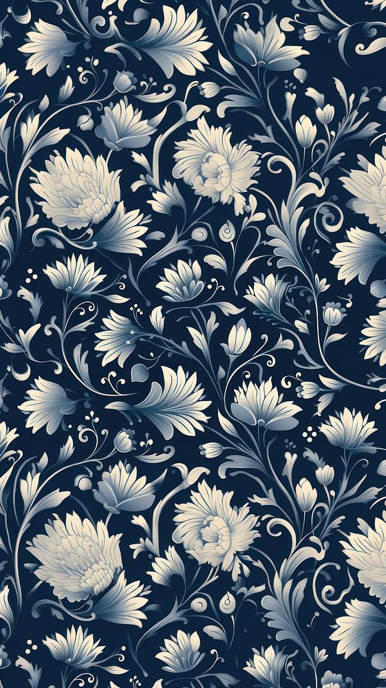 Vintage pattern muted blue art backgrounds repetition. AI generated Image by rawpixel.