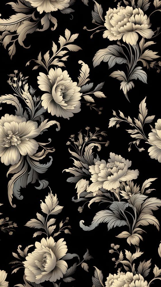 Vintage pattern muted black flower art backgrounds