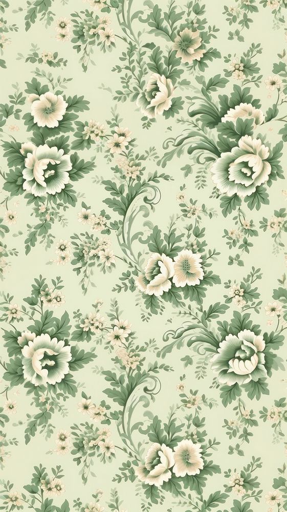 Vintage pattern muted green flower art backgrounds. AI generated Image by rawpixel.