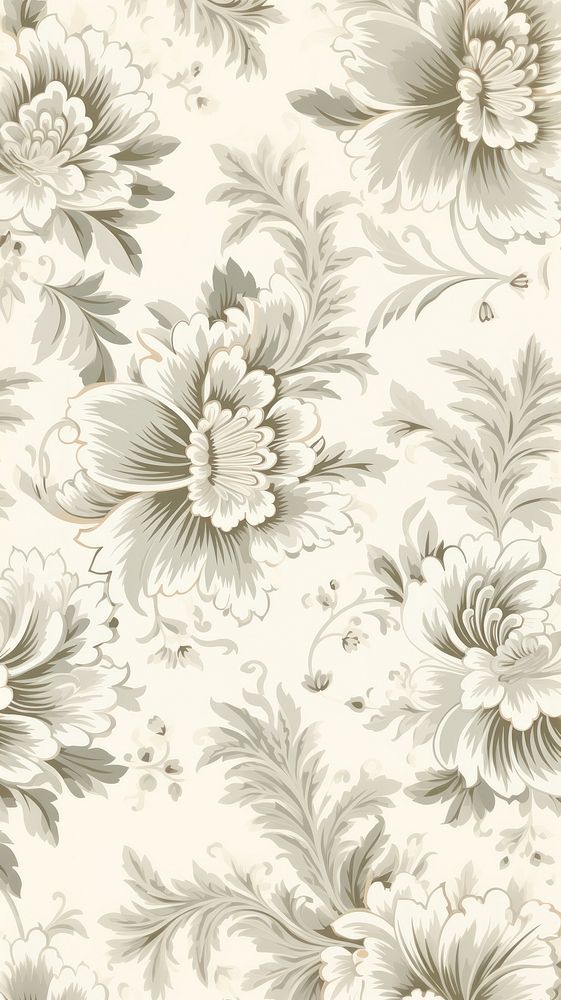 Vintage pattern muted white flower backgrounds monochrome. AI generated Image by rawpixel.