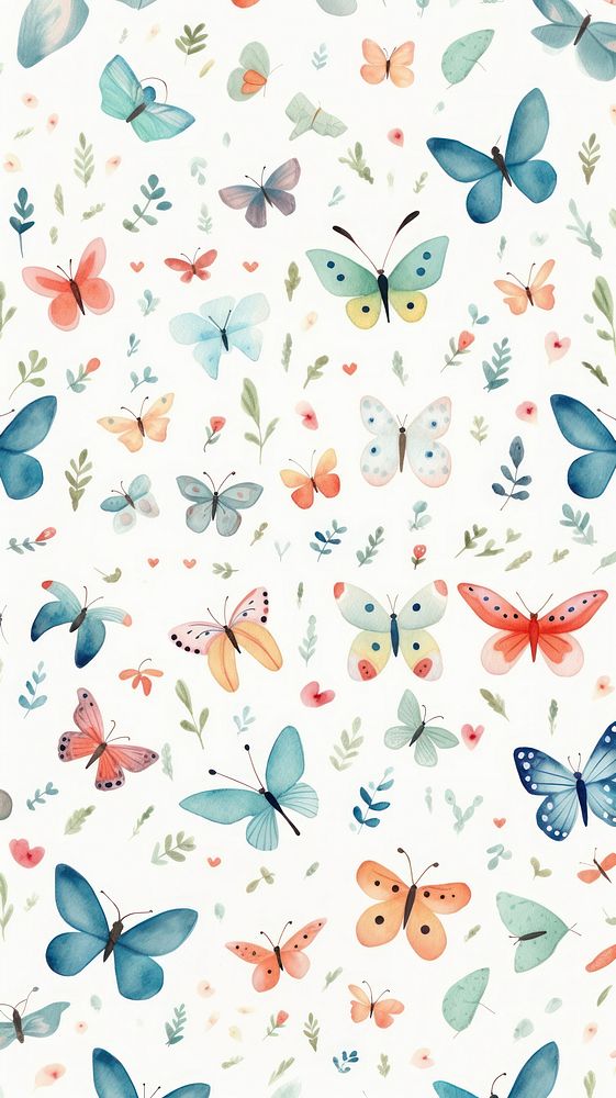 Butterfly pattern backgrounds wallpaper. AI generated Image by rawpixel.