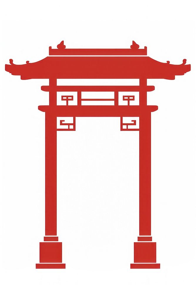 Chinese frame gate white background architecture. AI generated Image by rawpixel.