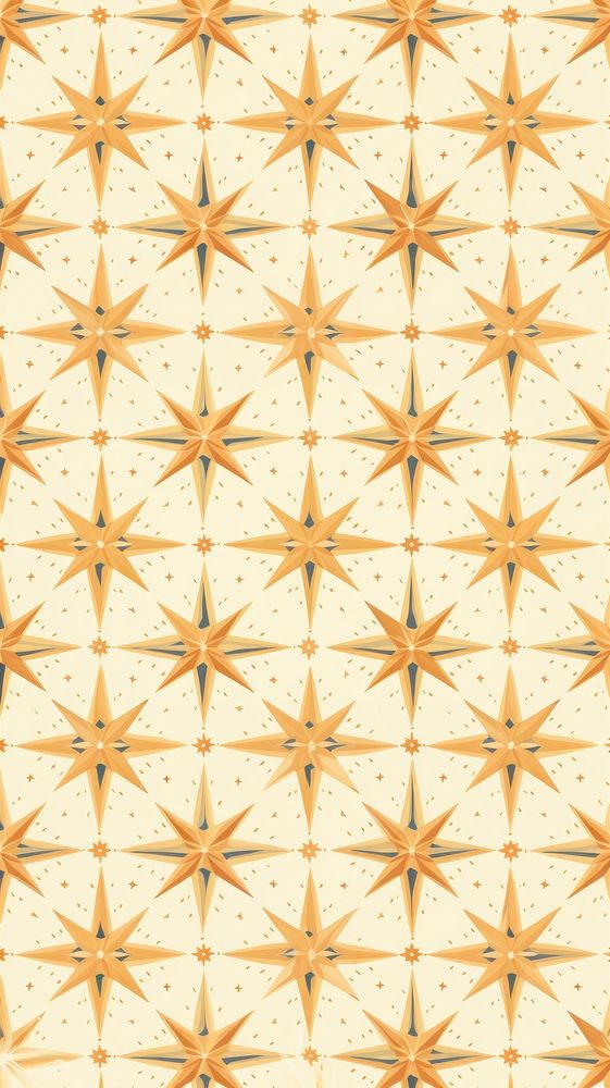 Yellow vintage star pattern backgrounds repetition wallpaper. AI generated Image by rawpixel.
