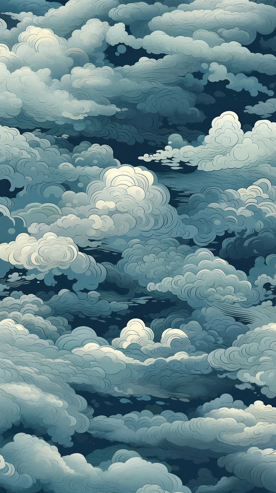Blue vintage cloud pattern outdoors nature sky. AI generated Image by rawpixel.